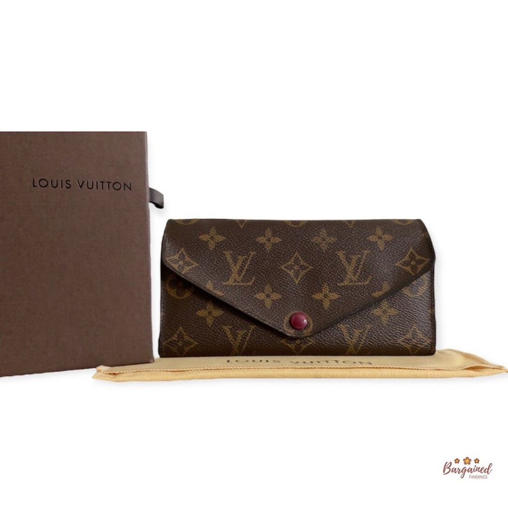 Authentic Louis Vuitton Monogram Canvas Leather Burgundy Josephine Long Wallet